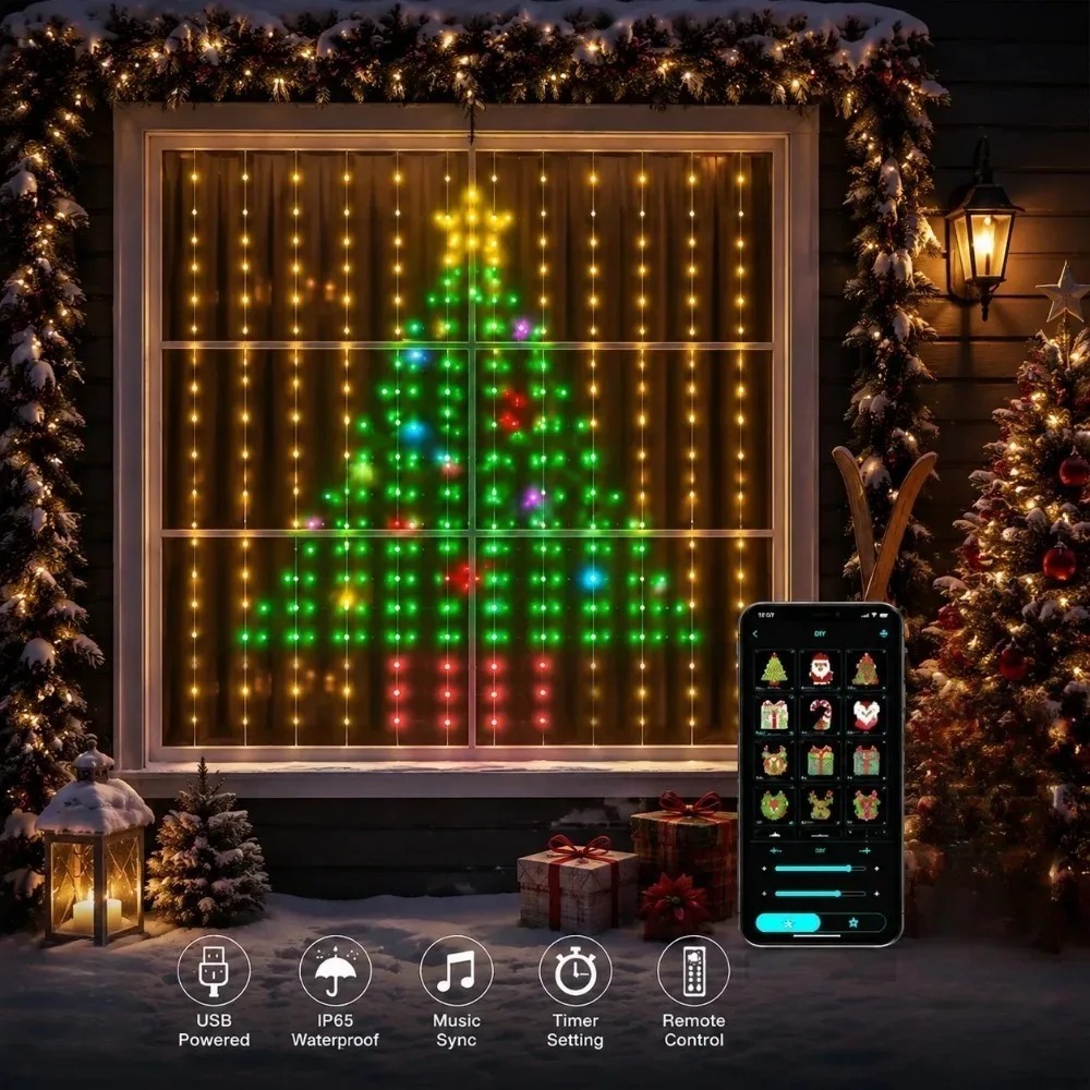 Fairy Light Curtain - LED Pixel Gordijnverlichting Bluetooth APP Besturing