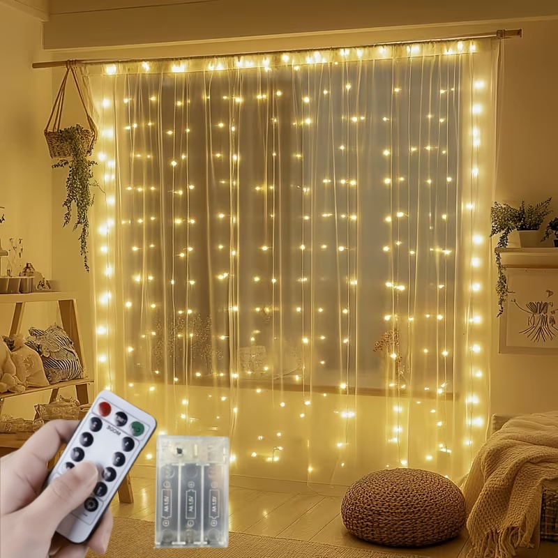 Fairy Light Curtain - 3M-6M Kerstdecoratie Afstandsbediening Feest Bruiloft Sprookjesachtige