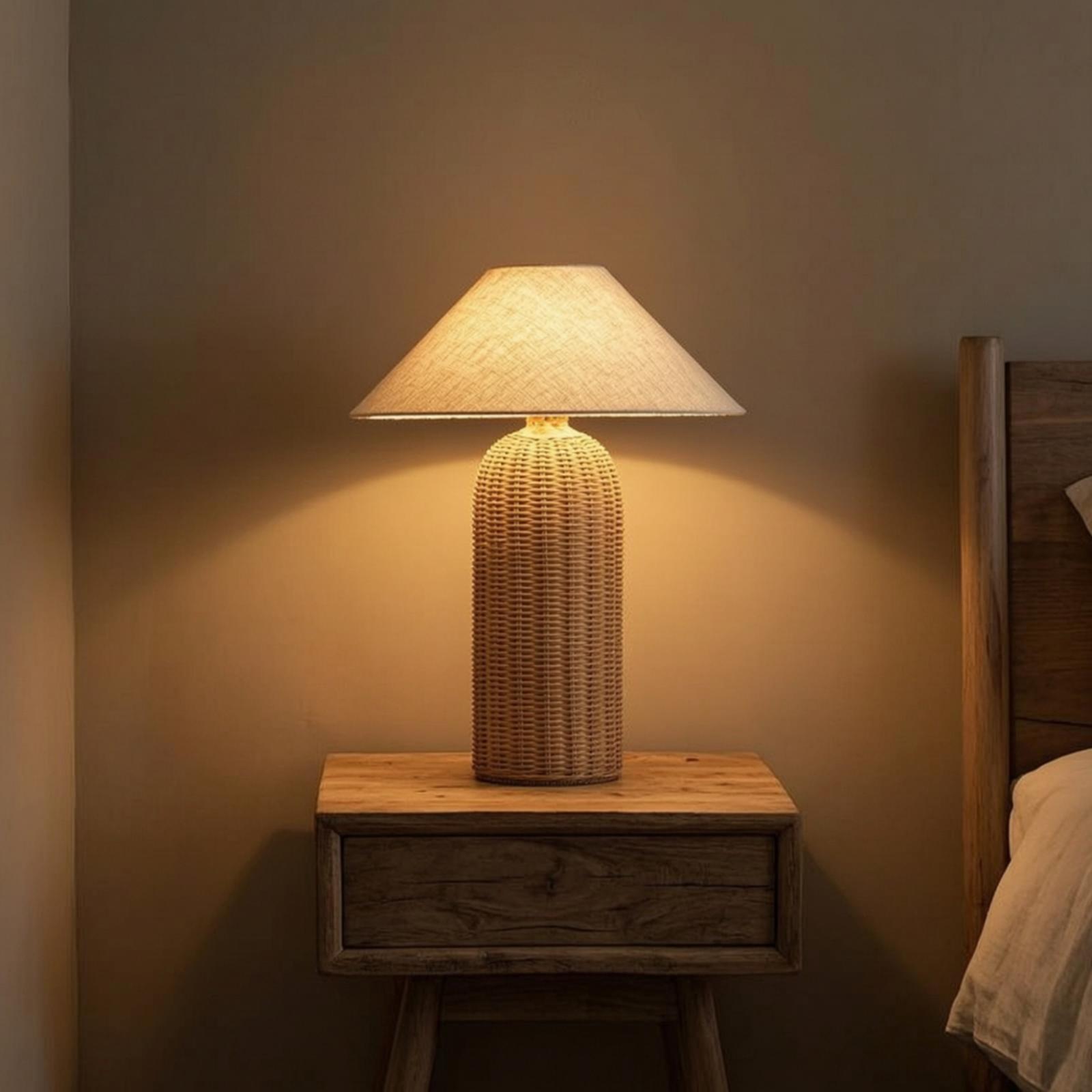 Bedlampje met rotan voet en st - Lighting Decor Living Room recensie en prijs