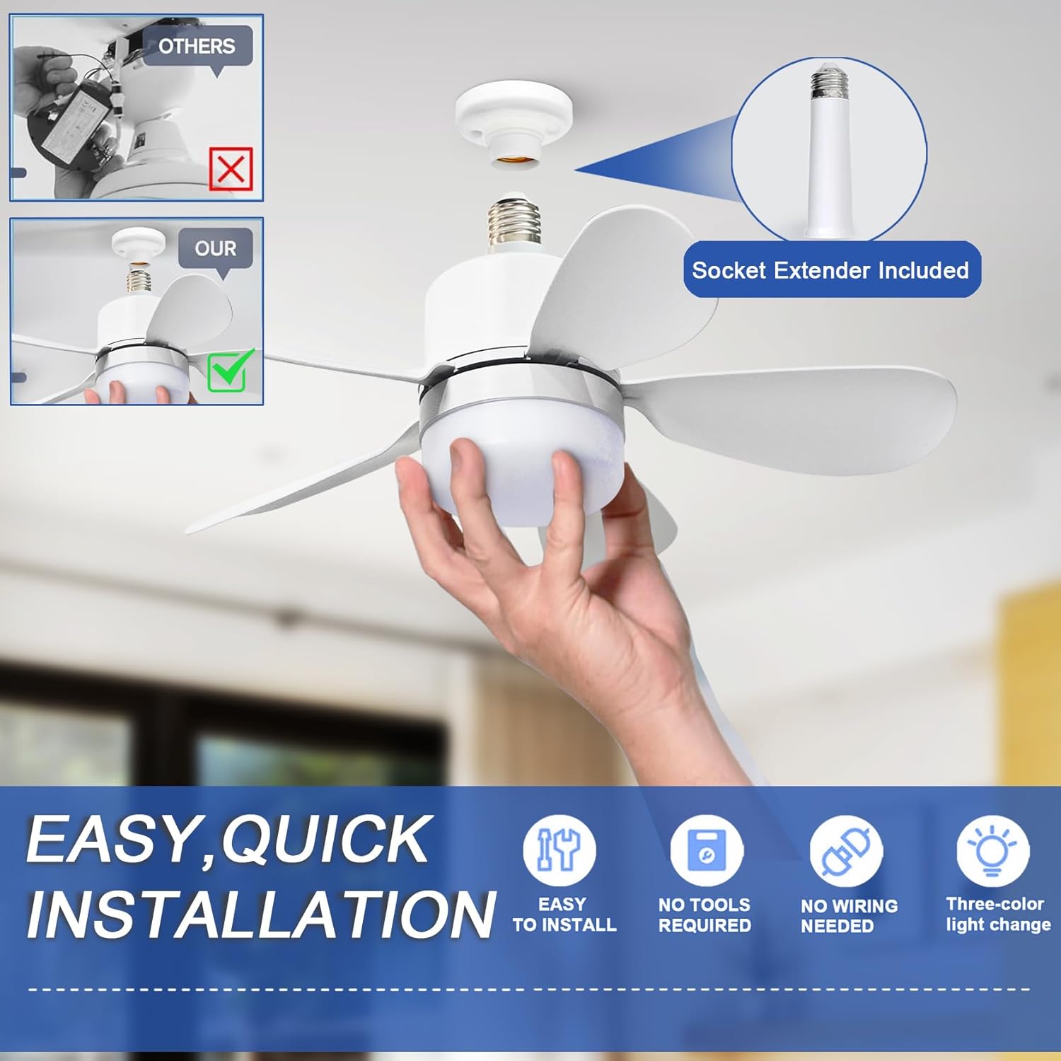 Plafondventilator met afstands - Led Lighting Decor recensie en prijs