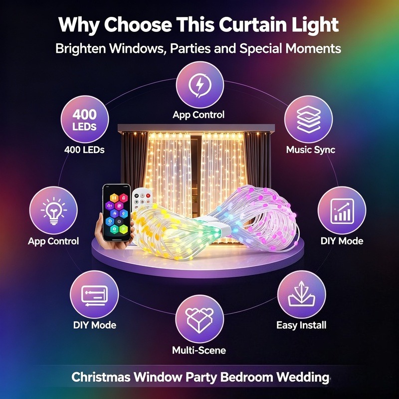 USB-aangedreven, app-gestuurde - Fairy Light Curtain recensie en prijs